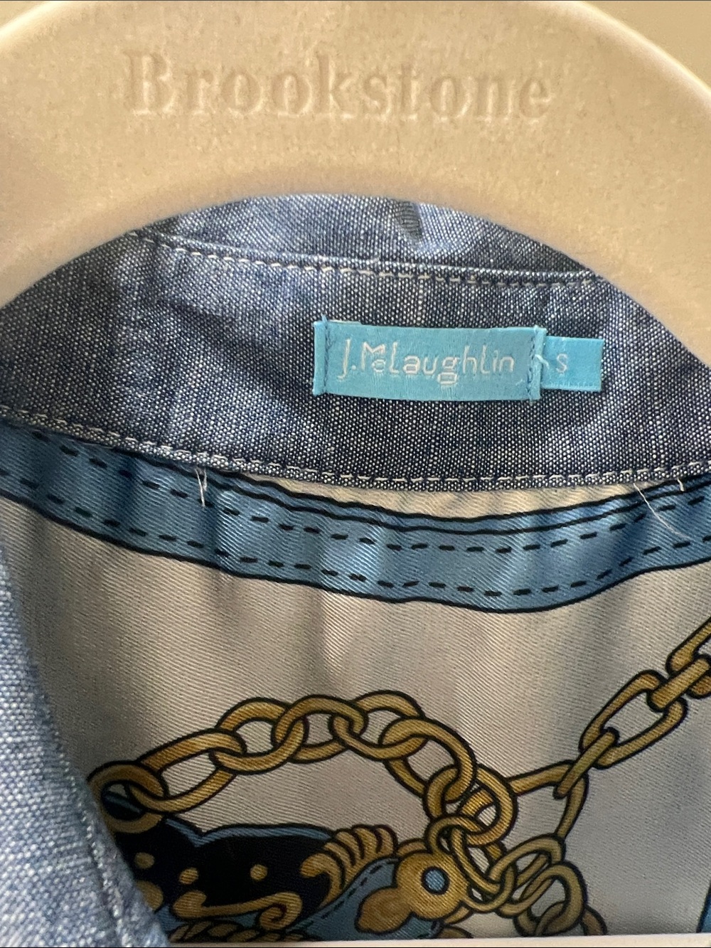 J. McLaughlin Denim-Style Chambray Shirt in Light Blue - Picture 7 of 8